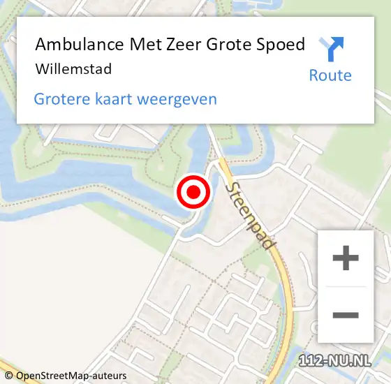 Locatie op kaart van de 112 melding: Ambulance Met Zeer Grote Spoed Naar Willemstad op 25 november 2024 19:20