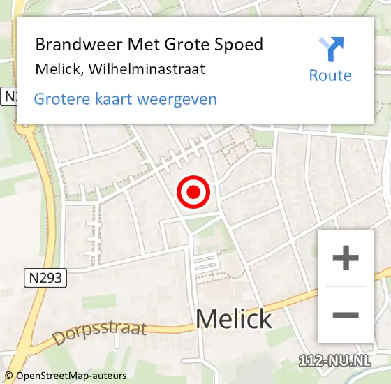 Locatie op kaart van de 112 melding: Brandweer Met Grote Spoed Naar Melick, Wilhelminastraat op 25 november 2024 19:33