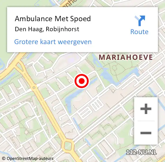Locatie op kaart van de 112 melding: Ambulance Met Spoed Naar Den Haag, Robijnhorst op 25 november 2024 19:43
