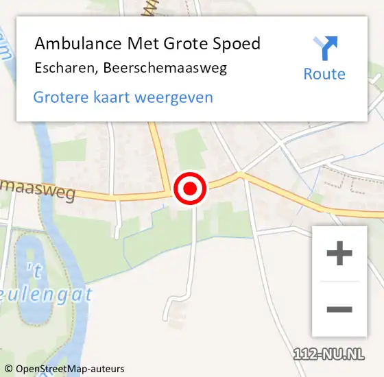 Locatie op kaart van de 112 melding: Ambulance Met Grote Spoed Naar Escharen, Beerschemaasweg op 28 oktober 2014 08:58