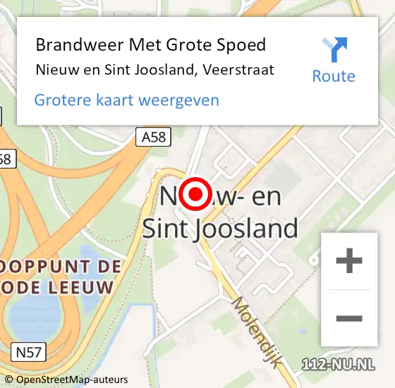 Locatie op kaart van de 112 melding: Brandweer Met Grote Spoed Naar Nieuw en Sint Joosland, Veerstraat op 25 november 2024 20:01