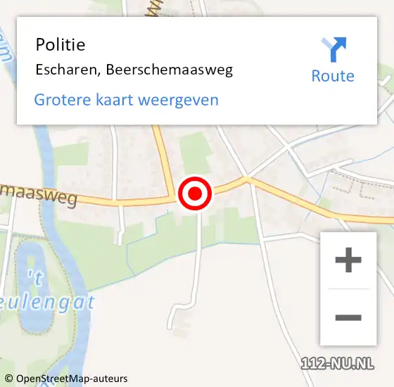 Locatie op kaart van de 112 melding: Politie Escharen, Beerschemaasweg op 28 oktober 2014 09:01