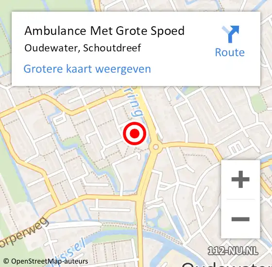 Locatie op kaart van de 112 melding: Ambulance Met Grote Spoed Naar Oudewater, Schoutdreef op 25 november 2024 20:33