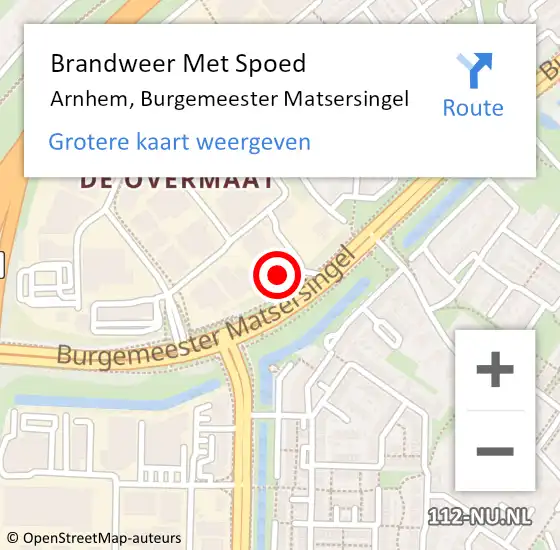 Locatie op kaart van de 112 melding: Brandweer Met Spoed Naar Arnhem, Burgemeester Matsersingel op 25 november 2024 20:48