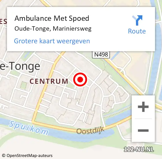 Locatie op kaart van de 112 melding: Ambulance Met Spoed Naar Oude-Tonge, Mariniersweg op 25 november 2024 21:08