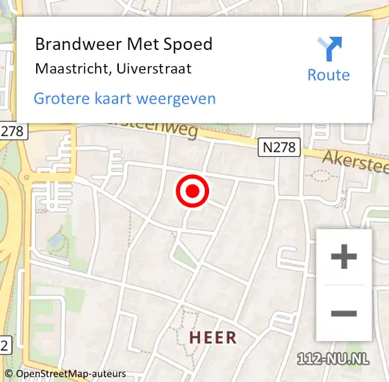 Locatie op kaart van de 112 melding: Brandweer Met Spoed Naar Maastricht, Uiverstraat op 25 november 2024 21:10