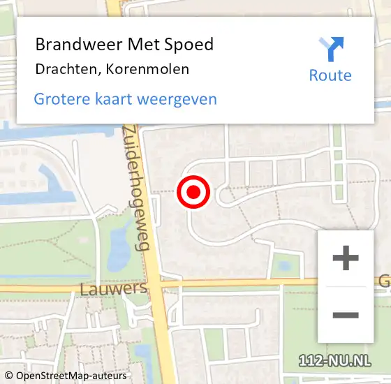 Locatie op kaart van de 112 melding: Brandweer Met Spoed Naar Drachten, Korenmolen op 25 november 2024 21:43