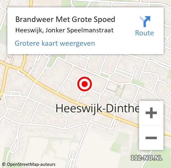 Locatie op kaart van de 112 melding: Brandweer Met Grote Spoed Naar Heeswijk, Jonker Speelmanstraat op 25 november 2024 21:53