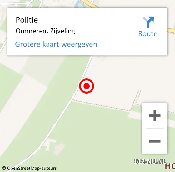 Locatie op kaart van de 112 melding: Politie Ommeren, Zijveling op 25 november 2024 21:58