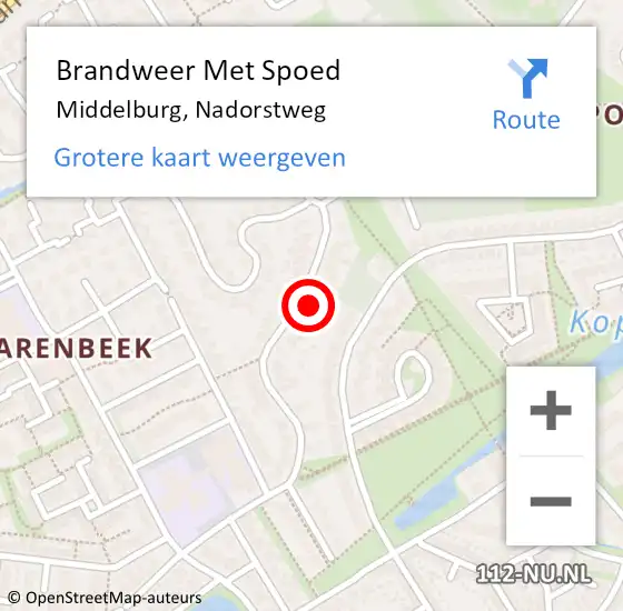 Locatie op kaart van de 112 melding: Brandweer Met Spoed Naar Middelburg, Nadorstweg op 25 november 2024 22:10