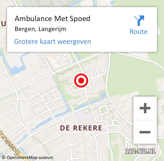 Locatie op kaart van de 112 melding: Ambulance Met Spoed Naar Bergen, Langerijm op 25 november 2024 22:13