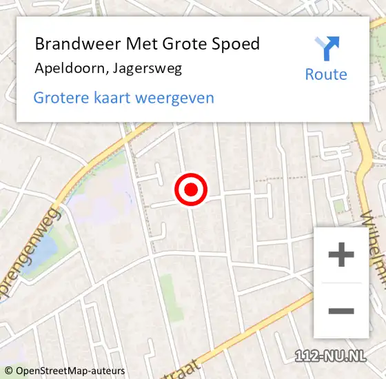 Locatie op kaart van de 112 melding: Brandweer Met Grote Spoed Naar Apeldoorn, Jagersweg op 25 november 2024 22:46