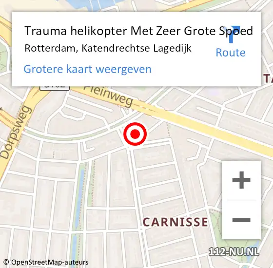 Locatie op kaart van de 112 melding: Trauma helikopter Met Zeer Grote Spoed Naar Rotterdam, Katendrechtse Lagedijk op 25 november 2024 22:57