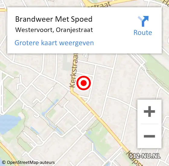 Locatie op kaart van de 112 melding: Brandweer Met Spoed Naar Westervoort, Oranjestraat op 25 november 2024 23:10