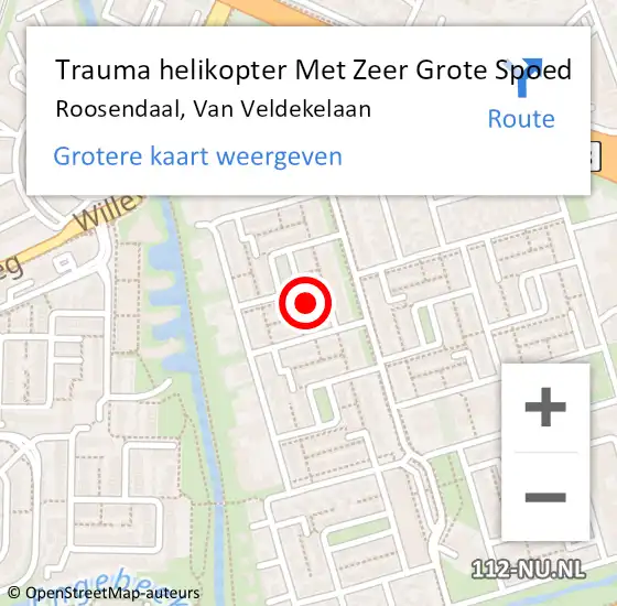 Locatie op kaart van de 112 melding: Trauma helikopter Met Zeer Grote Spoed Naar Roosendaal, Van Veldekelaan op 25 november 2024 23:23