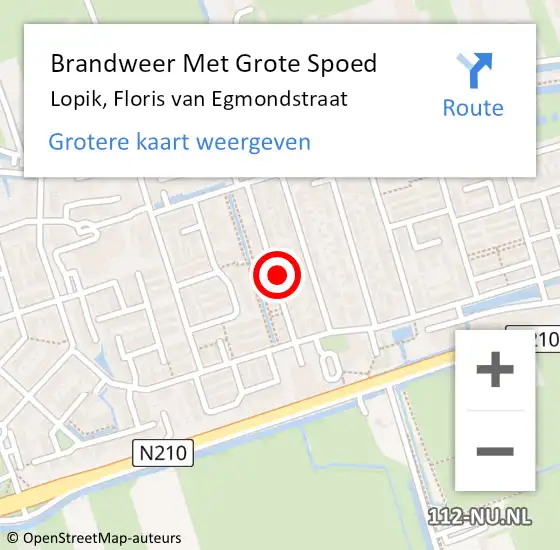 Locatie op kaart van de 112 melding: Brandweer Met Grote Spoed Naar Lopik, Floris van Egmondstraat op 26 november 2024 00:33