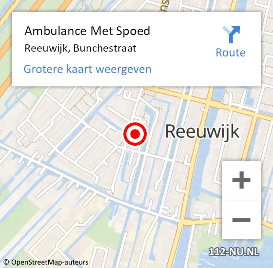 Locatie op kaart van de 112 melding: Ambulance Met Spoed Naar Reeuwijk, Bunchestraat op 26 november 2024 00:37