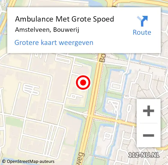 Locatie op kaart van de 112 melding: Ambulance Met Grote Spoed Naar Amstelveen, Bouwerij op 26 november 2024 01:20