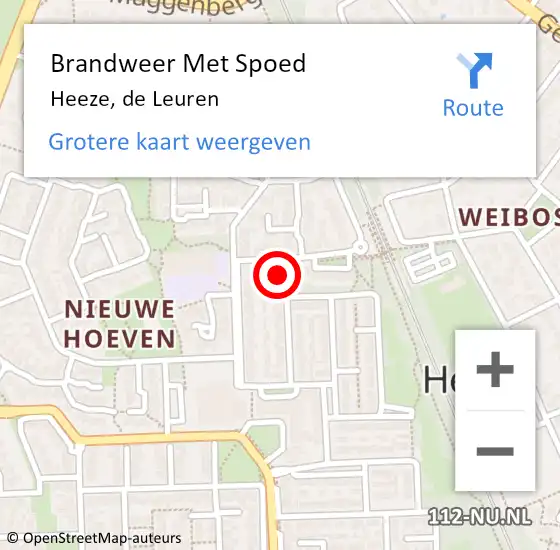 Locatie op kaart van de 112 melding: Brandweer Met Spoed Naar Heeze, de Leuren op 26 november 2024 01:38