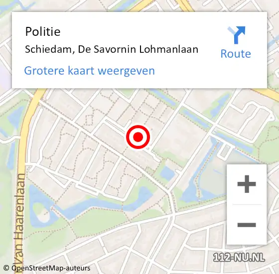 Locatie op kaart van de 112 melding: Politie Schiedam, De Savornin Lohmanlaan op 26 november 2024 03:20