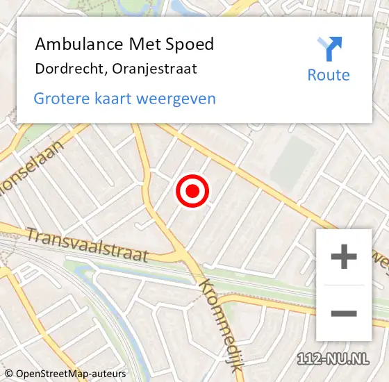 Locatie op kaart van de 112 melding: Ambulance Met Spoed Naar Dordrecht, Oranjestraat op 26 november 2024 04:08