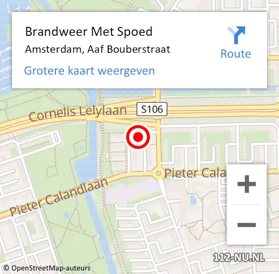 Locatie op kaart van de 112 melding: Brandweer Met Spoed Naar Amsterdam, Aaf Bouberstraat op 26 november 2024 04:13