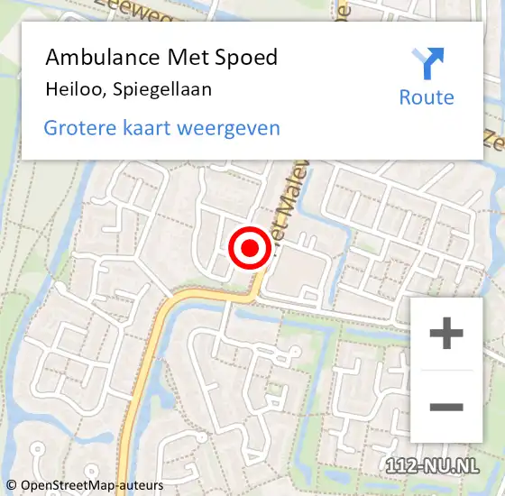 Locatie op kaart van de 112 melding: Ambulance Met Spoed Naar Heiloo, Spiegellaan op 26 november 2024 05:47