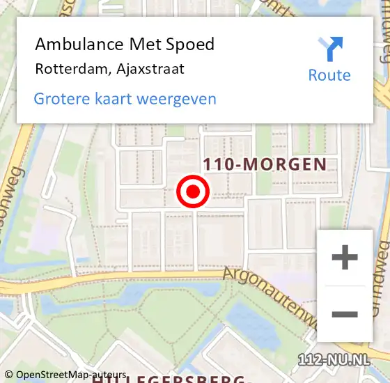 Locatie op kaart van de 112 melding: Ambulance Met Spoed Naar Rotterdam, Ajaxstraat op 26 november 2024 05:47