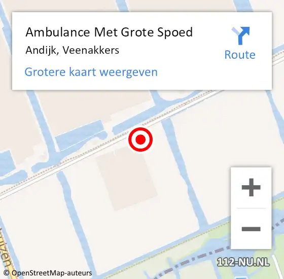 Locatie op kaart van de 112 melding: Ambulance Met Grote Spoed Naar Andijk, Veenakkers op 26 november 2024 05:53