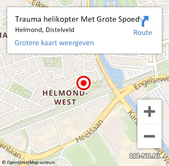 Locatie op kaart van de 112 melding: Trauma helikopter Met Grote Spoed Naar Helmond, Distelveld op 26 november 2024 06:32