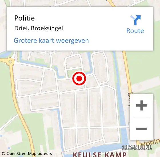 Locatie op kaart van de 112 melding: Politie Driel, Broeksingel op 26 november 2024 06:34