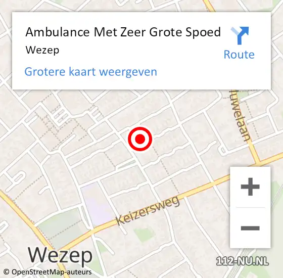 Locatie op kaart van de 112 melding: Ambulance Met Zeer Grote Spoed Naar Wezep op 26 november 2024 07:08