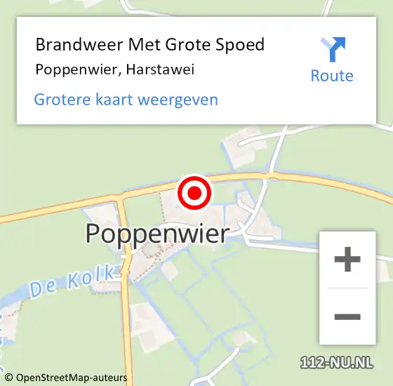 Locatie op kaart van de 112 melding: Brandweer Met Grote Spoed Naar Poppenwier, Harstawei op 26 november 2024 07:45