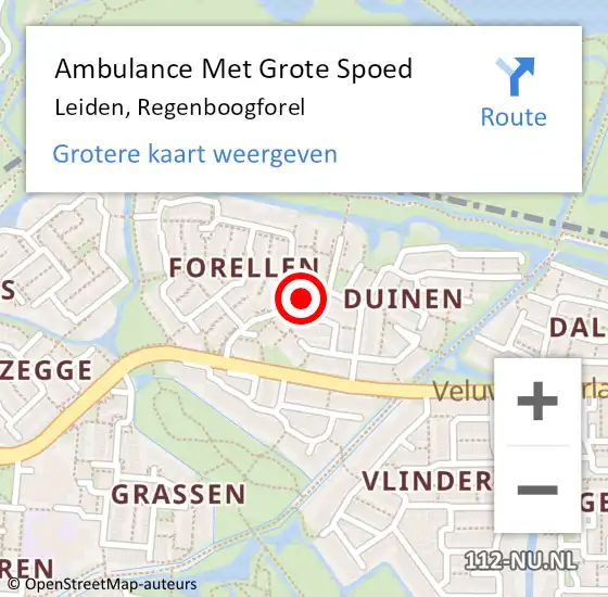 Locatie op kaart van de 112 melding: Ambulance Met Grote Spoed Naar Waddinxveen, Regenboogforel op 26 november 2024 07:55