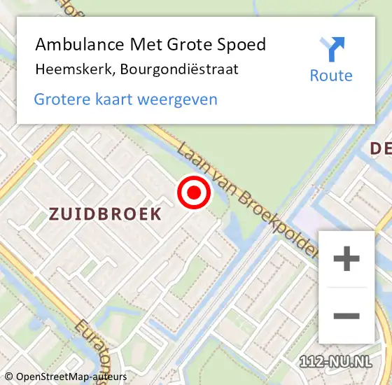 Locatie op kaart van de 112 melding: Ambulance Met Grote Spoed Naar Heemskerk, Bourgondiëstraat op 26 november 2024 08:12