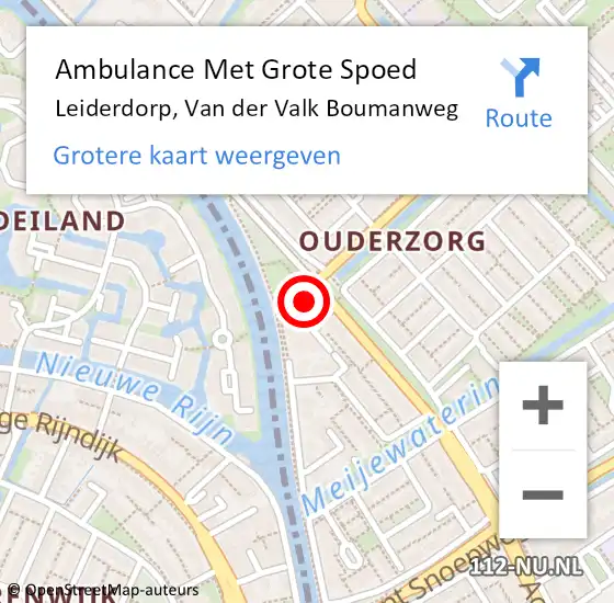 Locatie op kaart van de 112 melding: Ambulance Met Grote Spoed Naar Leiderdorp, Van der Valk Boumanweg op 26 november 2024 08:18