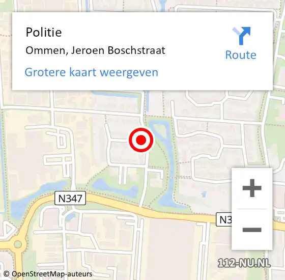 Locatie op kaart van de 112 melding: Politie Ommen, Jeroen Boschstraat op 26 november 2024 08:26