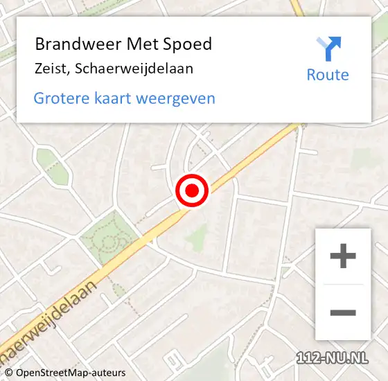 Locatie op kaart van de 112 melding: Brandweer Met Spoed Naar Zeist, Schaerweijdelaan op 26 november 2024 08:34