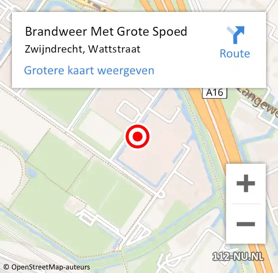 Locatie op kaart van de 112 melding: Brandweer Met Grote Spoed Naar Zwijndrecht, Wattstraat op 26 november 2024 08:36