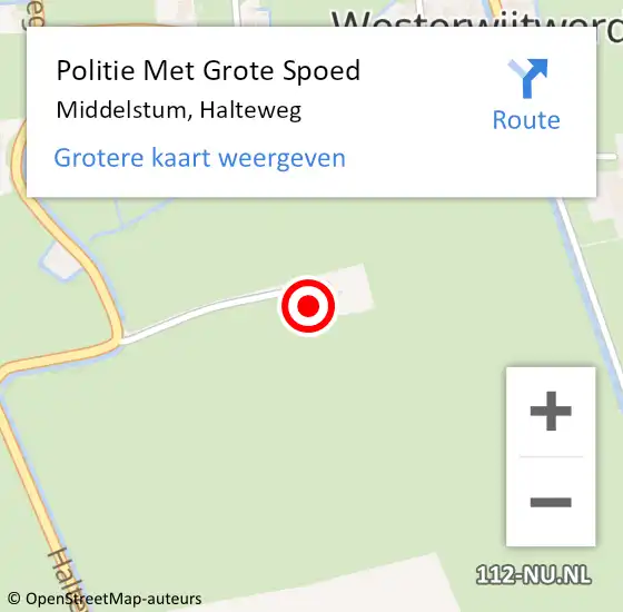 Locatie op kaart van de 112 melding: Politie Met Grote Spoed Naar Middelstum, Halteweg op 26 november 2024 08:43