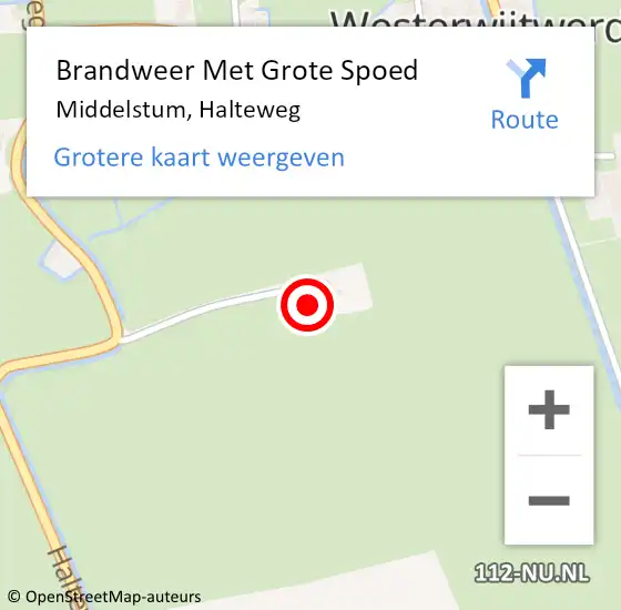 Locatie op kaart van de 112 melding: Brandweer Met Grote Spoed Naar Middelstum, Halteweg op 26 november 2024 08:43