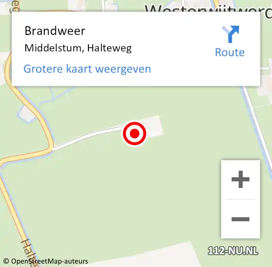 Locatie op kaart van de 112 melding: Brandweer Middelstum, Halteweg op 26 november 2024 08:49