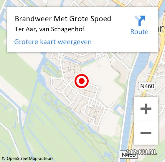 Locatie op kaart van de 112 melding: Brandweer Met Grote Spoed Naar Ter Aar, van Schagenhof op 26 november 2024 09:24