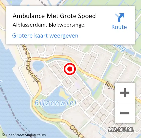 Locatie op kaart van de 112 melding: Ambulance Met Grote Spoed Naar Alblasserdam, Blokweersingel op 26 november 2024 09:41