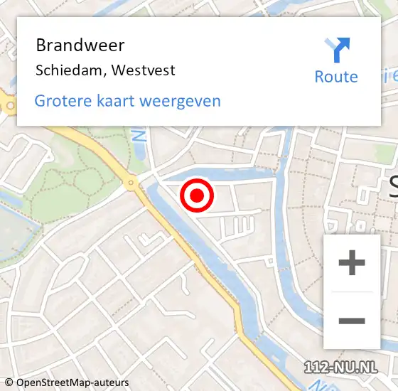 Locatie op kaart van de 112 melding: Brandweer Schiedam, Westvest op 26 november 2024 10:10