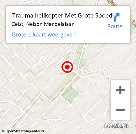 Locatie op kaart van de 112 melding: Trauma helikopter Met Grote Spoed Naar Zeist, Nelson Mandelalaan op 26 november 2024 10:31