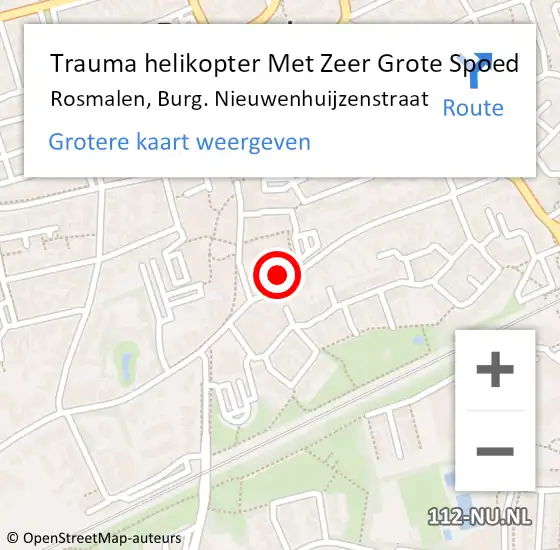 Locatie op kaart van de 112 melding: Trauma helikopter Met Zeer Grote Spoed Naar Rosmalen, Burg. Nieuwenhuijzenstraat op 26 november 2024 10:41