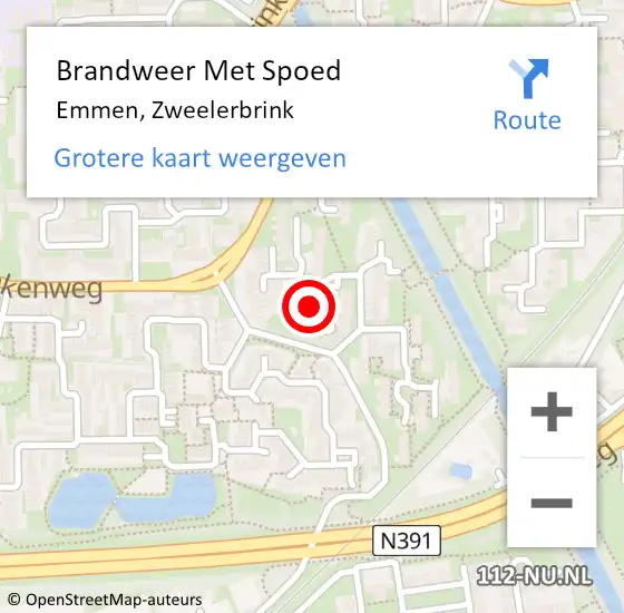 Locatie op kaart van de 112 melding: Brandweer Met Spoed Naar Emmen, Zweelerbrink op 26 november 2024 10:50