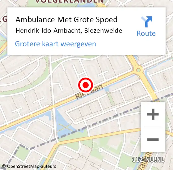 Locatie op kaart van de 112 melding: Ambulance Met Grote Spoed Naar Hendrik-Ido-Ambacht, Biezenweide op 26 november 2024 11:02