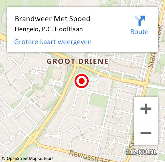 Locatie op kaart van de 112 melding: Brandweer Met Spoed Naar Hengelo, P.C. Hooftlaan op 26 november 2024 11:06